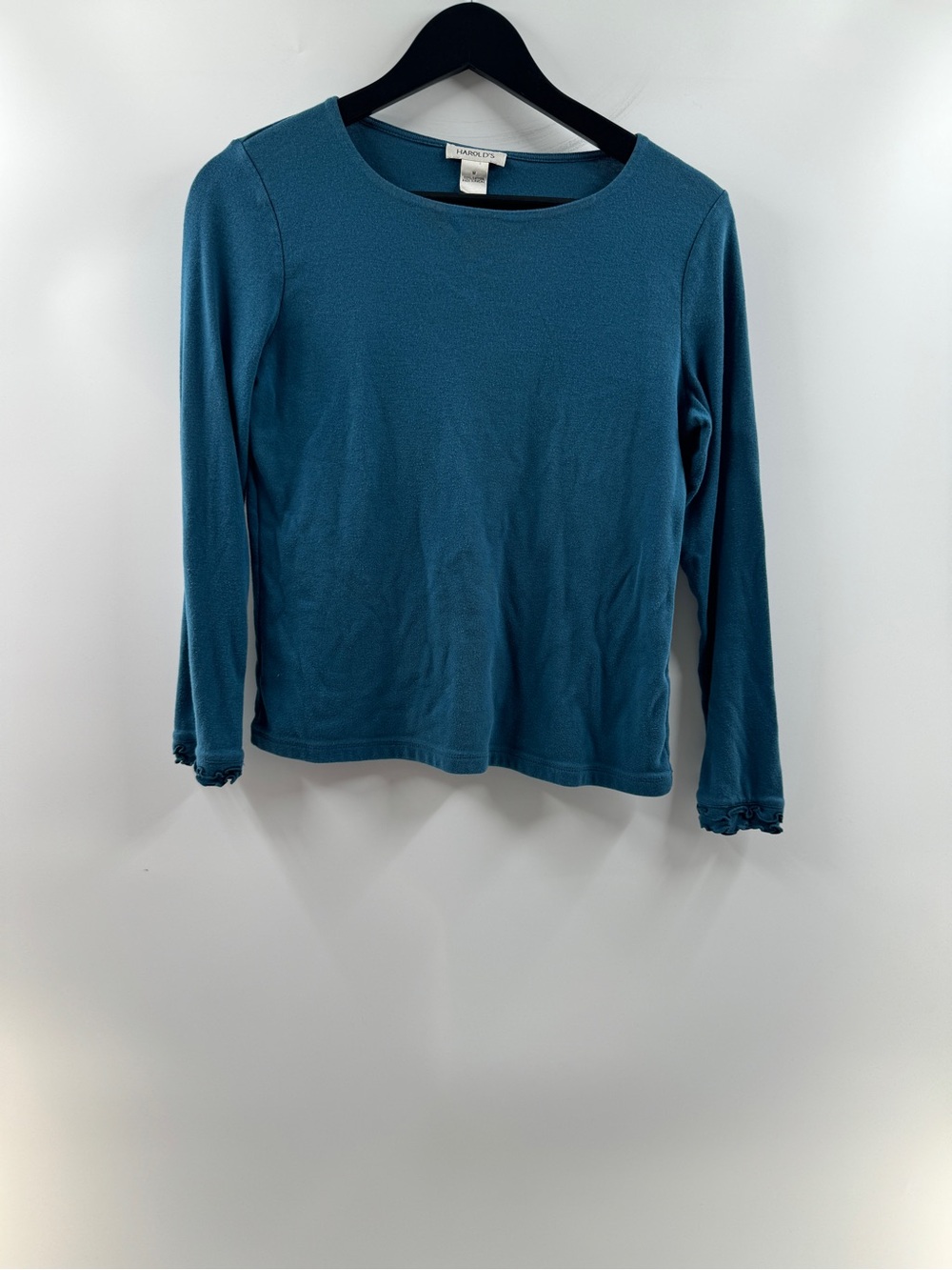 Vintage Harold’s Teal Ruffle Cuff Long Sleeve Top – Women’s Medium
